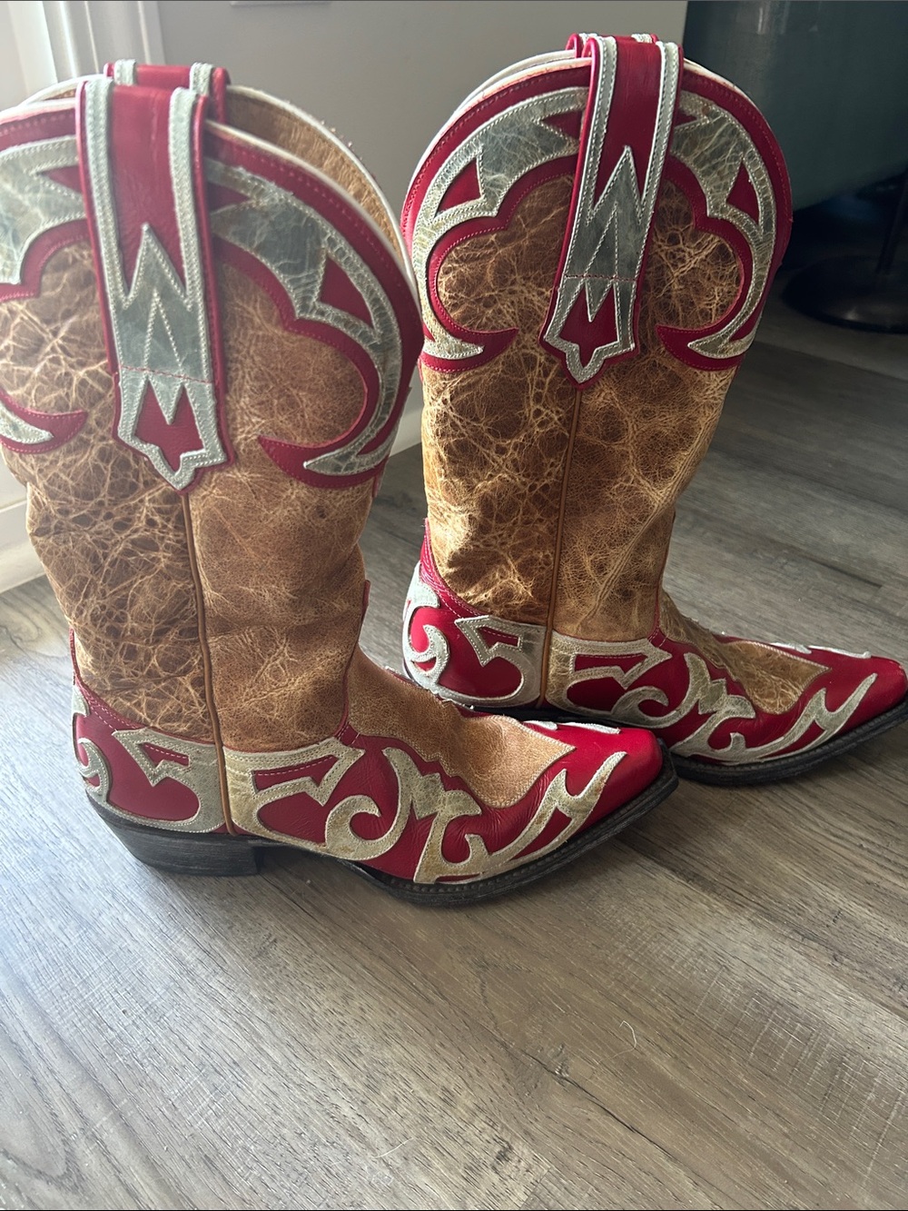 Sterling River Boots Women's Red & Tan Western Cowboy Boots - Picture 3 of 4